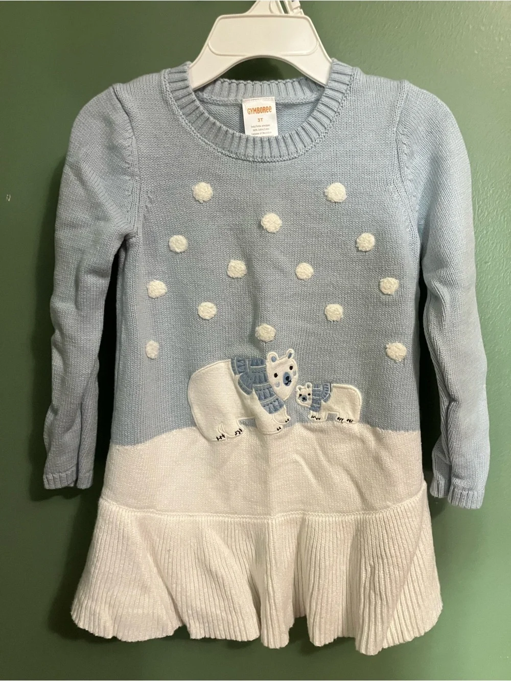 Gymboree Light Blue Knit Sweater Dress with White Accents